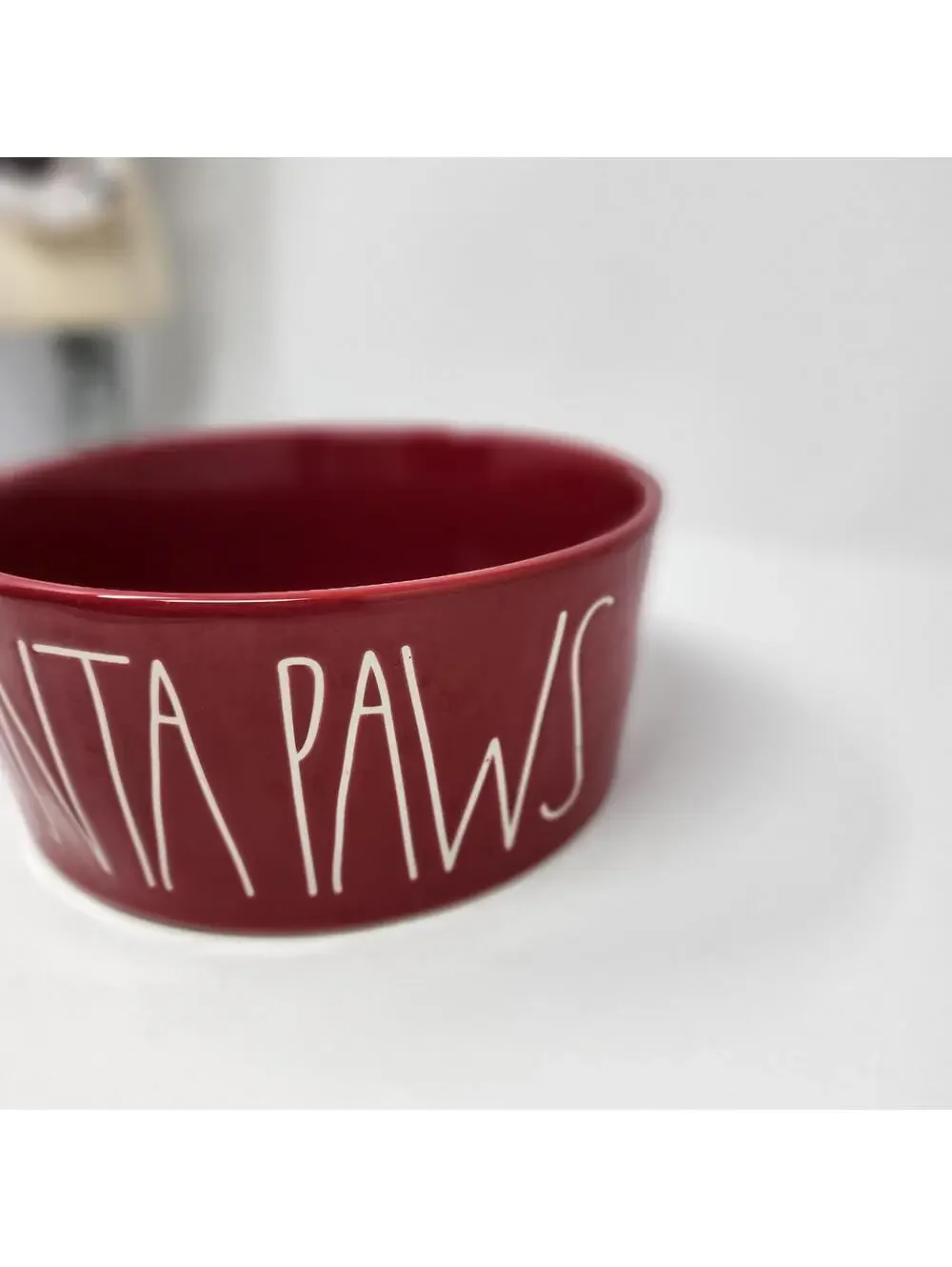 Rae Dunn Santa Paws Red Ceramic Pet Bowl Christmas Dog Dish